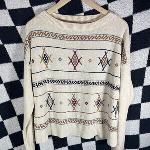 Madewell Woman's Embroidered Reseda Pullover Sweater in Eggshell Size M